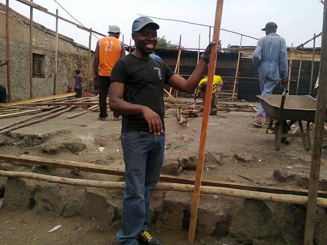 Concrete block construction of a new NCE building in progress